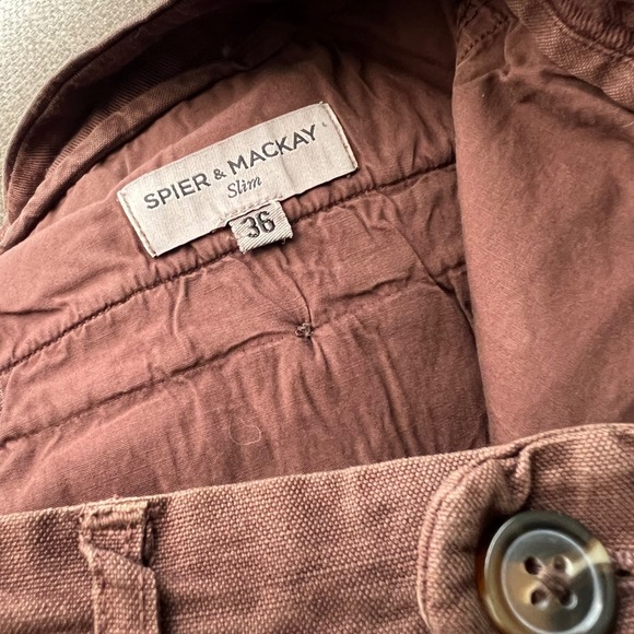 Spier and Mackay Mens 36 Slim Fit Linen Cotton Chinos Brown Trousers Pants 36x31 - Picture 3 of 4